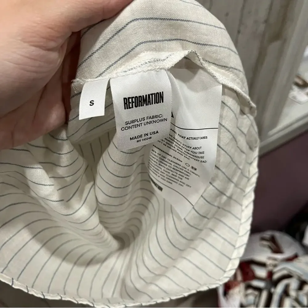 Reformation Stripe Lightweight Tank Top Ruffle Sleeve - Picture 3 of 6